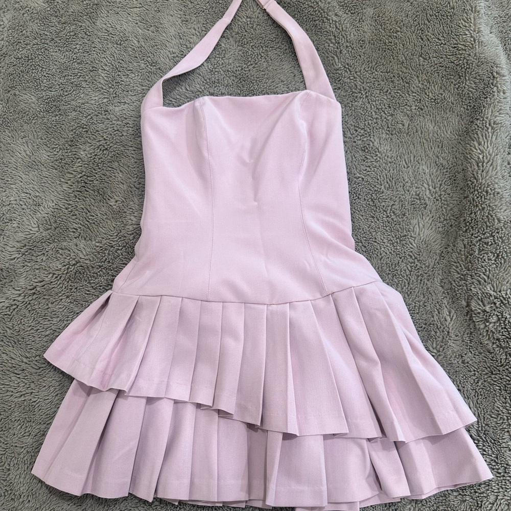 Elegant Light Pink Halter Dress